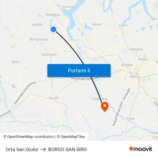 Orta San Giulio to BORGO SAN SIRO map