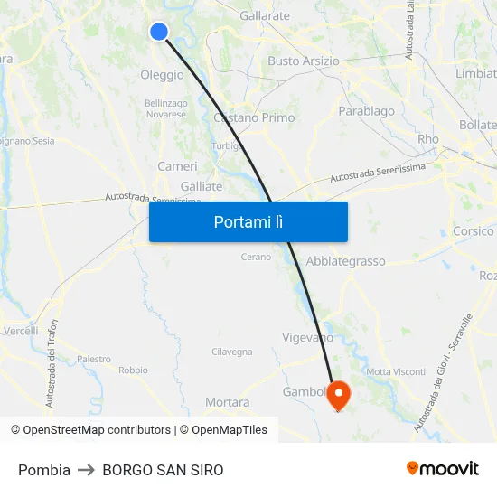 Pombia to BORGO SAN SIRO map