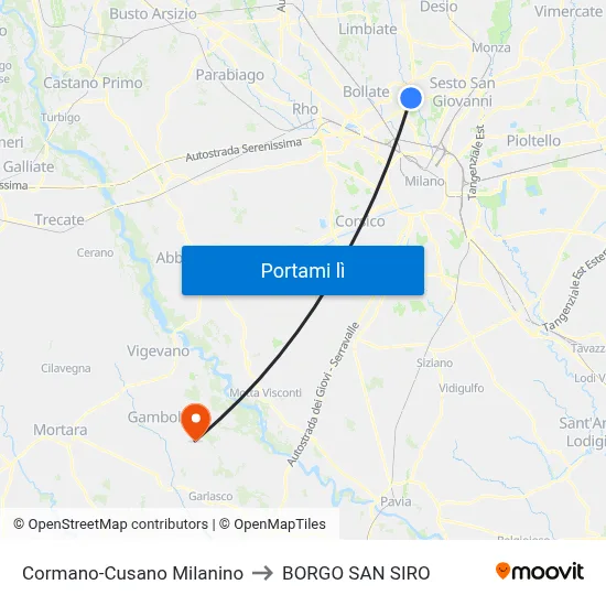 Cormano-Cusano Milanino to BORGO SAN SIRO map