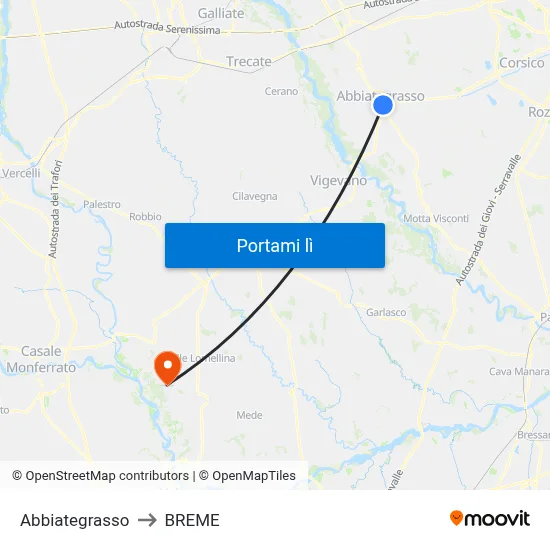 Abbiategrasso to BREME map