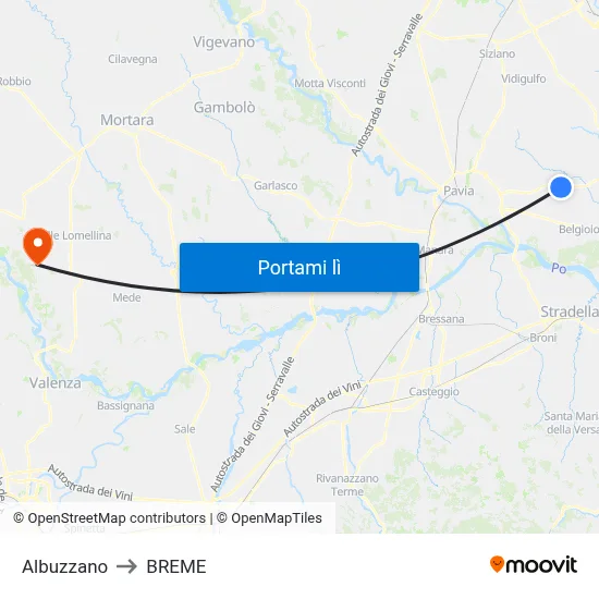 Albuzzano to BREME map