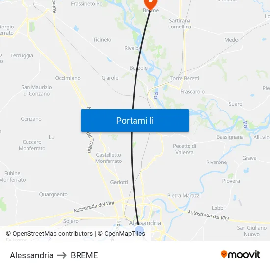 Alessandria to BREME map