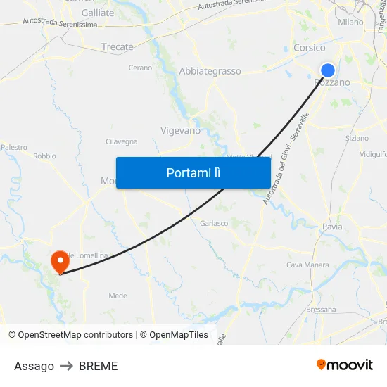 Assago to BREME map