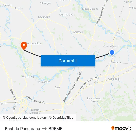 Bastida Pancarana to BREME map