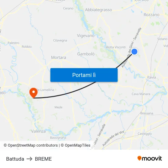 Battuda to BREME map