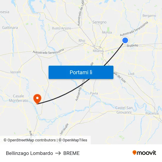 Bellinzago Lombardo to BREME map