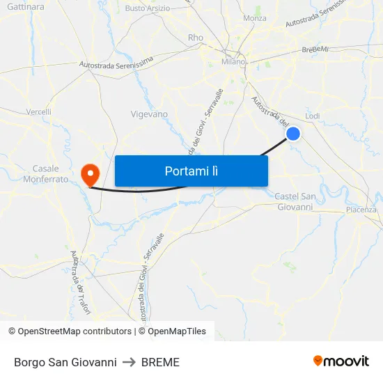 Borgo San Giovanni to BREME map