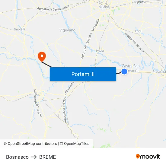 Bosnasco to BREME map
