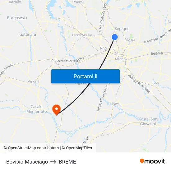 Bovisio-Masciago to BREME map