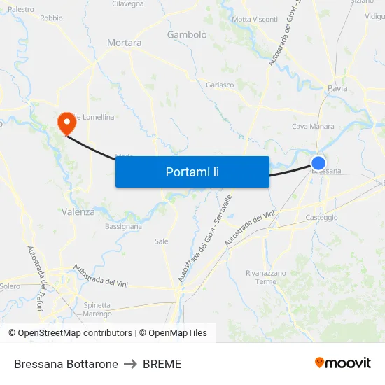 Bressana Bottarone to BREME map