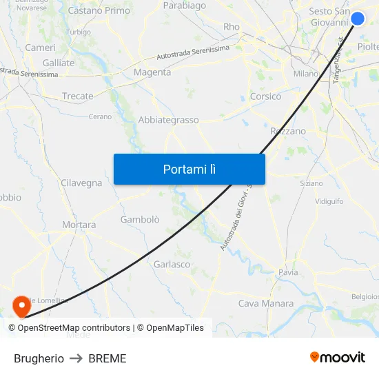 Brugherio to BREME map