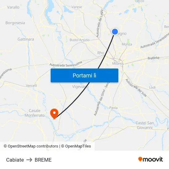 Cabiate to BREME map