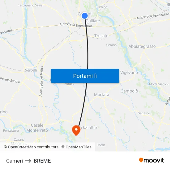 Cameri to BREME map