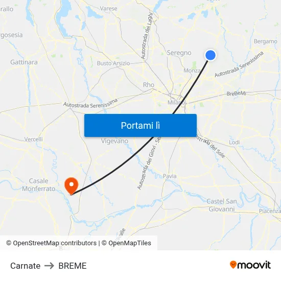 Carnate to BREME map