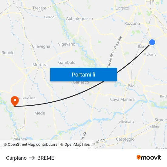 Carpiano to BREME map