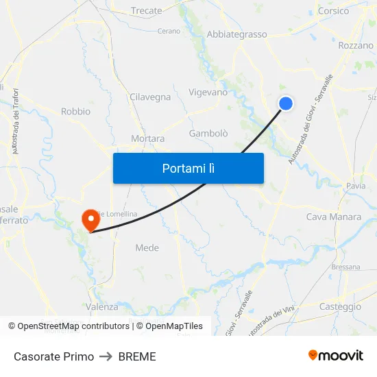 Casorate Primo to BREME map