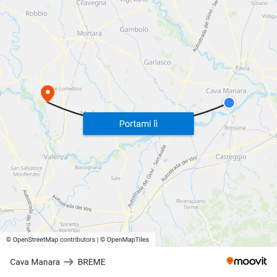 Cava Manara to BREME map