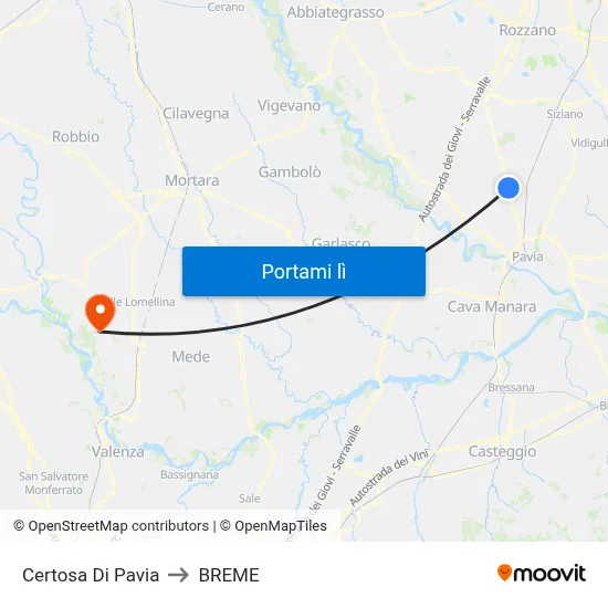 Certosa Di Pavia to BREME map
