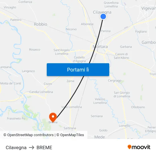 Cilavegna to BREME map