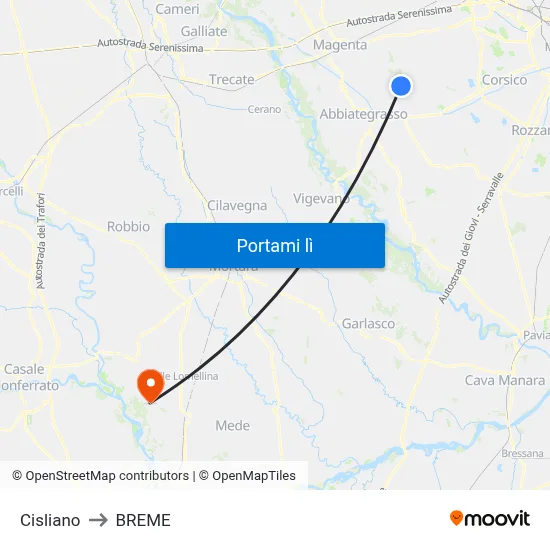 Cisliano to BREME map