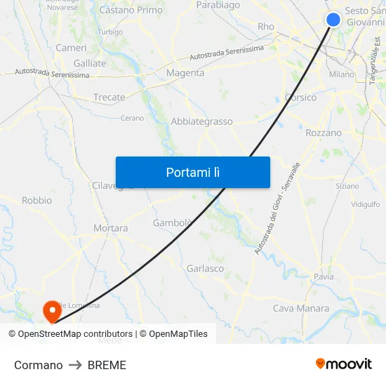 Cormano to BREME map