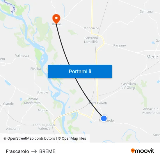 Frascarolo to BREME map