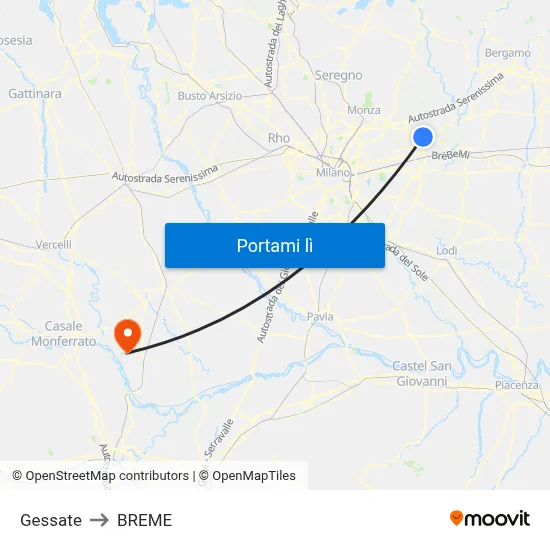 Gessate to BREME map