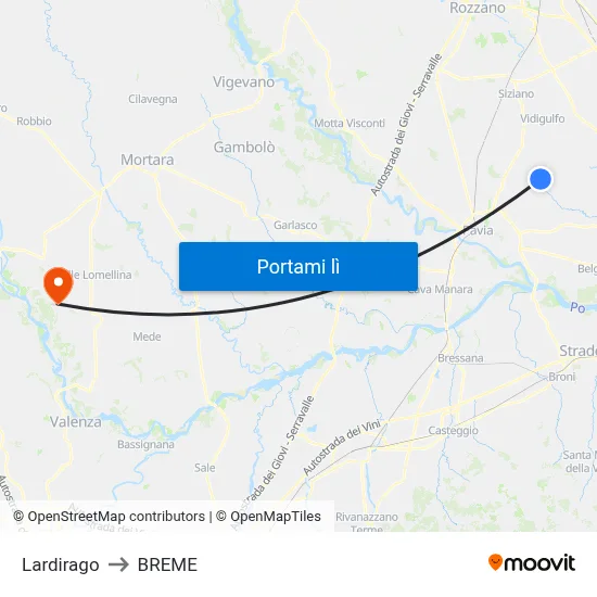 Lardirago to BREME map