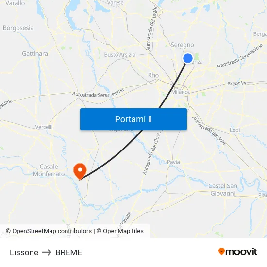 Lissone to BREME map