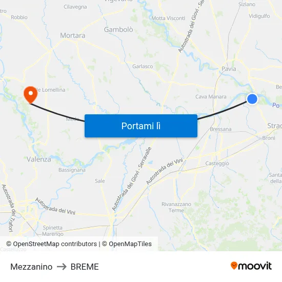 Mezzanino to BREME map