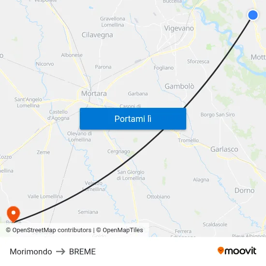 Morimondo to BREME map