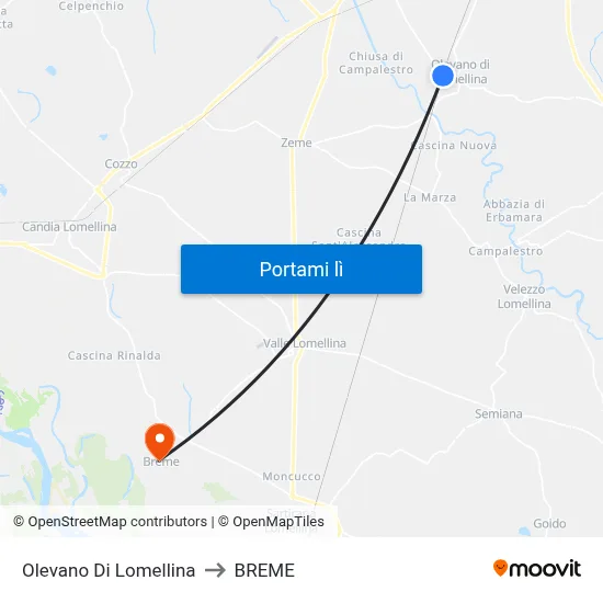 Olevano Di Lomellina to BREME map