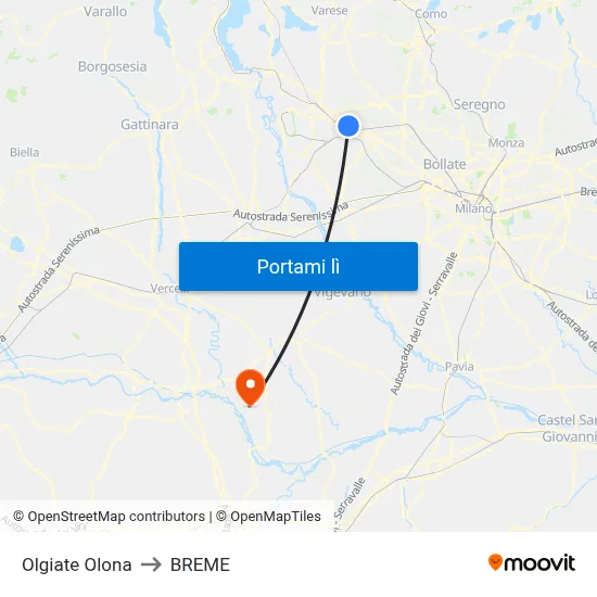 Olgiate Olona to BREME map