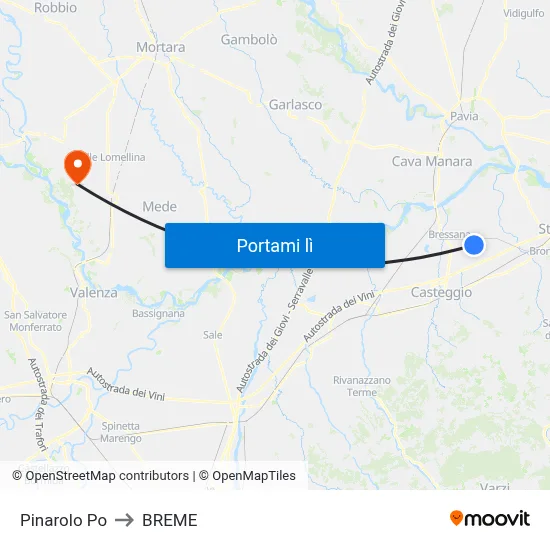 Pinarolo Po to BREME map