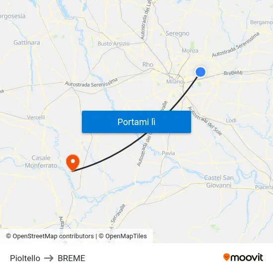 Pioltello to BREME map