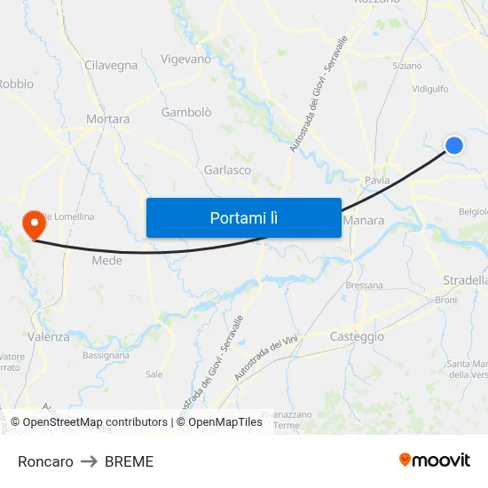 Roncaro to BREME map