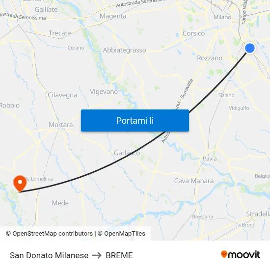 San Donato Milanese to BREME map