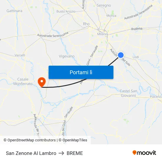 San Zenone Al Lambro to BREME map
