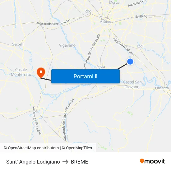 Sant' Angelo Lodigiano to BREME map