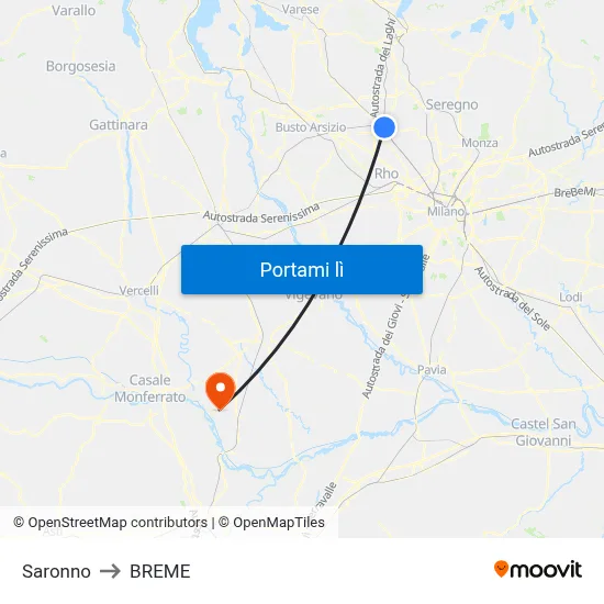 Saronno to BREME map