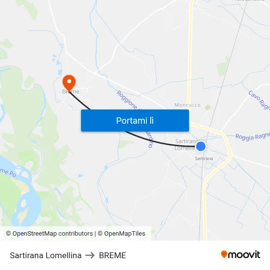 Sartirana Lomellina to BREME map