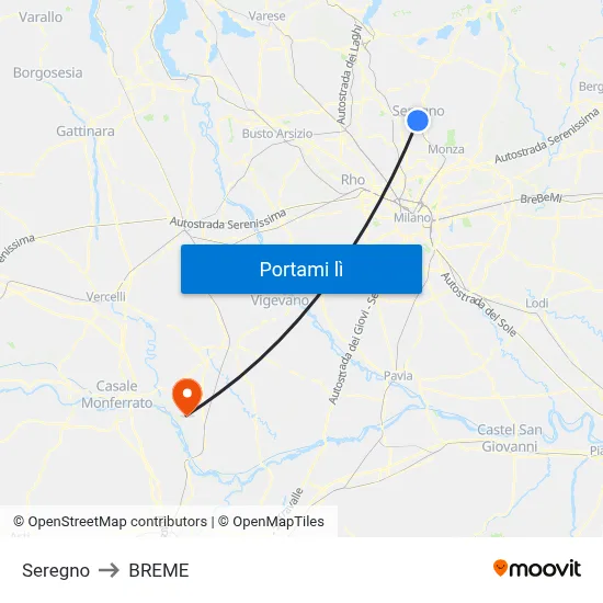 Seregno to BREME map