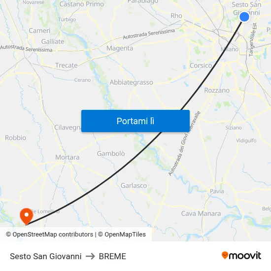 Sesto San Giovanni to BREME map