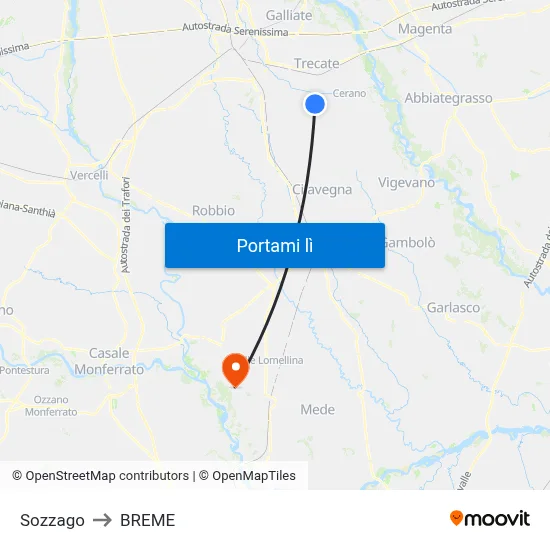 Sozzago to BREME map