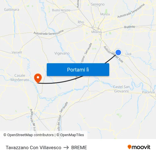 Tavazzano Con Villavesco to BREME map