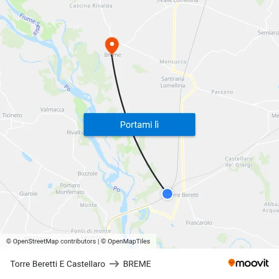 Torre Beretti E Castellaro to BREME map