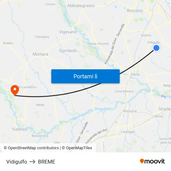 Vidigulfo to BREME map