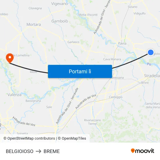 BELGIOIOSO to BREME map