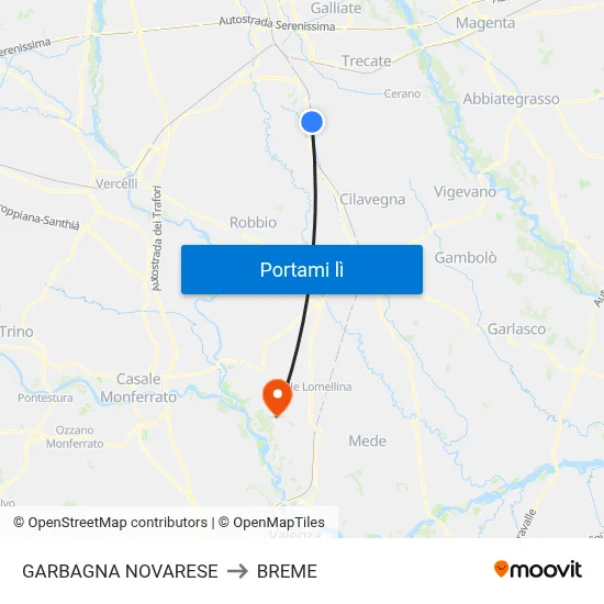 GARBAGNA NOVARESE to BREME map