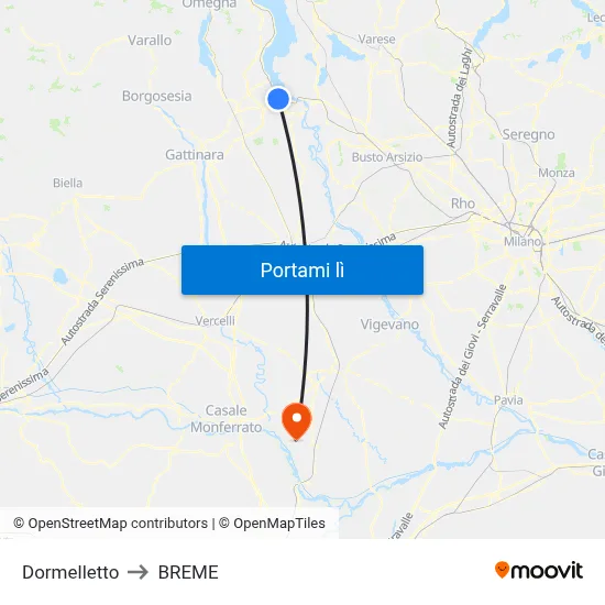 Dormelletto to BREME map